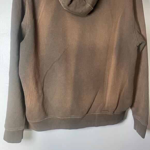 CAT Caterpillar Hoodie XL Brown Workwear Distressed Stains Heavyweight Pullover - Picture 10 of 14